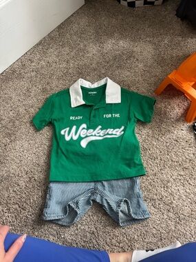 Old Navy Green "Weekend" Polo Shirt for Kids